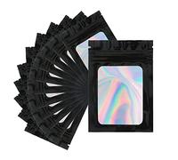 JijAcraft Confezione da 100 Sacchetti in Mylar, Sacchetti Neri con Chiusura a Zip, Sacchetti Richiudibili con Finestra Frontale per Conservare Caramelle, Gioielli, Piccole Imprese (7x10 cm)