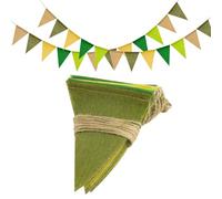 jijAcraft Ghirlanda di bandierine in iuta, colore verde salvia, ghirlanda di lino, 12 metri, per esterni, resistente alle intemperie, per decorazioni di nozze, feste, battesimi (36 bandierine)