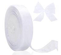 jijAcraft Nastro in organza trasparente, 20 mm, bianco, nastro in tulle per matrimonio, 45 m, sottile, in chiffon, per comunione, bianco, trasparente, per regali, fiori, bricolage, torte