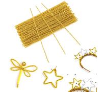 jijAcraft Scovolini Glitter 100 Pezzi Filo di Ciniglia, 6 mm x 30 cm, Ideale per Artigianato Fai-da-Te, Creazione di Ornamenti Natalizi e Decorazione - Oro