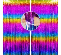 jijAcraft Tenda di tinsel arcobaleno glitter: festa di compleanno per bambini, colorata per foto, orpelli, decorazioni per feste di compleanno dei bambini, decorazione per carnevale