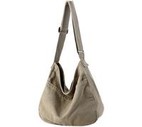 JiJia LeCo Borsa in tela, casual Hobo Shoulder Bag for Men and Women, Large Purse, Messenger Bag, Travel, Work, Grigio chiaro
