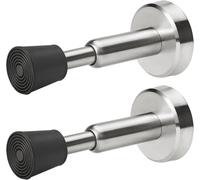 JiJia LeCo Fermaporta in acciaio inox idraulico con punta in gomma, 10,2 cm H, nichel satinato spazzolato, confezione da 2