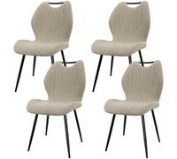 JIJIAN Set di 4 Sedie Sala da Pranzo, Sedie da Cucina, Sedia imbottita,Sedia da Soggiorno, Schienale in Tessuto e Gambe in Metallo, Ideale per Sale da Pranzo, Cucine e Soggiorni, Grigio-Marrone