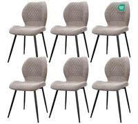 JIJIAN set di 6 Sedie da Pranzo Imbottite in Lino Naturale, Design Ergonomico Moderno per Cucina, Sala da Pranzo, Soggiorno, Camera da Letto, Reception, Marrone