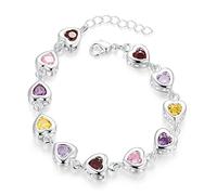 JIJIBA Argento Sterling 925 Bracciali Catena Bella Colori Pietra di Cristallo Goccia Gioielli Moda per Donne Donna Donna di Nozze Carino