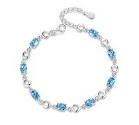 JIJIBA Bracciali blu femmina 925 argento sterling blu scuro zaffiro colore bracciale gemma per regalo di compleanno ragazza studentessa