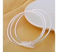 JIJIBA Trend fine Tre Cerchi Bangle 925 bracciali in Argento Sterling per Le Donne Fashion Party Accessori da Sposa Regalo Gioielli