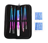 Jiklophg Set da 7 pezzi in acciaio inox per rimozione di punti neri, brufoli, comedoni, acne, brufoli, rimozione brufoli, trattamento per naso e pelle