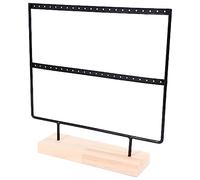 Jikoiuty 44 fori orecchini organizer titolare collane cremagliera 2 strati gioielli display stand accessori gioielli accessori (nero)