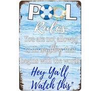 JIKSJVNA Cartello in metallo con scritta in inglese "Pool Rules, You are not Allowed to do Anything that Begins with the Words Swimming Warning Metal Signs for Swimming Warning for Swimming Warning