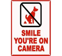 JIKSJVNA Targa in metallo con scritta in inglese "Smile You're on Camera" (lingua italiana non garantita)