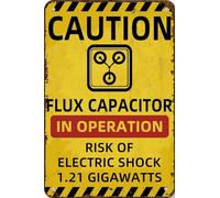 JIKSJVNA Targa in metallo vintage con scritta "Back to the Future Flux Capacitor", 1,21 Gigawatt, stile retrò, per casa, fattoria, giardino, ufficio, 20,3 x 30,5 cm