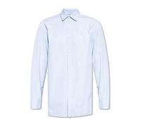 Jil Sander - Camicia di Cotone con Logo - - Shirts - Uomo - Blu - L