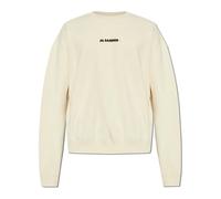 Jil Sander - Felpa Minimalista con Logo e Dettagli a Costine - -Sweatshirts & Hoodies -Uomo -Beige -M