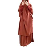 Jilbab - 2 pezzi di vestiti per donne musulmane, khimar e gonne lunghe per preghiera e gite, copertura completa in due pezzi, Colore: arancione., Taglia unica