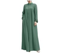 Jilbab per Donne Musulmane, Abiti con Cerniera Anteriore del Colletto Dubai con Tasche, Morbida Seta ghiacciata Modesta abita araba Musulmana, M, Abiti