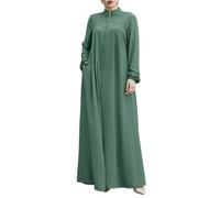Jilbab per Donne Musulmane, Abiti con Cerniera Anteriore del Colletto Dubai con Tasche, Morbida Seta ghiacciata Modesta abita araba Musulmana, L, Abiti
