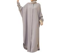 Jilbab per Donne Musulmane, Abiti Musulmani per Donne, Abito di Preghiera Musulmana a Maniche Lunghe, Vestiti di Preghiera Sciolti da 56,7 Pollici Jilbab per Donne Musulmane Grigio, Abito di preghier