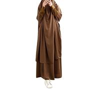 Jilbab Plain Abiti per Donne Musulmane Khimar Lunghi e Gonne per Preghiere ed Escursioni Manica Lunga Allacciata Due Pezzi Copertura Completa Abbigliamento Preghiera Cappuccio Vestiti Musulmani,