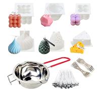 JILERWEAR Crea il tuo set di candele: set da 6 pezzi per fusione di candele con stampo in silicone per realizzare varie candele fatte a mano. Include 100 stoppini, 2 porta stoppini e vaso.