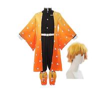 Jilijia Agatsuma Zen'itsu, costume da cosplay con anime giapponese, kimono con parrucca, set completo di Halloween, Carnevale, gioco di immaginazione Fancy Dress per adulti e bambini