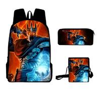 Jilijia Albedo Ainz Zaino Ooal Gown Schoolbag Viaggi Sport Escursionismo Zaino Casual Set 3 Pezzi Anime Canvas Daypack per fan Anime Astuccio Scuola Stagione Regali per Studenti, Tipo 016, 40x30x13cm
