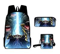 Jilijia Albedo Ainz Zaino Ooal Gown Schoolbag Viaggi Sport Escursionismo Zaino Casual Set 3 Pezzi Anime Canvas Daypack per fan Anime Astuccio Scuola Stagione Regali per Studenti, Tipo 007, 40x30x13cm