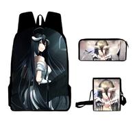 Jilijia Albedo Ainz Zaino Ooal Gown Schoolbag Viaggi Sport Escursionismo Zaino Casual Set 3 Pezzi Anime Canvas Daypack per fan Anime Astuccio Scuola Stagione Regali per Studenti, Tipo 013, 40x30x13cm