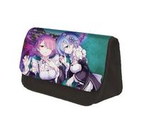 Jilijia Anime Re:0 Astuccio Rem/Ram Cartone animato Doppia Cerniera Astuccio di Grande Capacità Cancelleria Sacchetto di Immagazzinaggio Borsa per Teen Boy Girl Regali, Tipo 2, 22x13x7.5CM, Astuccio