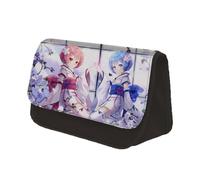 Jilijia Anime Re:0 Astuccio Rem/Ram Cartone animato Doppia Cerniera Astuccio di Grande Capacità Cancelleria Sacchetto di Immagazzinaggio Borsa per Teen Boy Girl Regali, Tipo 13, 22x13x7.5CM, Astuccio