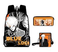 Jilijia Blue Lock Zaino Anime Game Isagi Yoichi/Bachira Meguru/Chigiri Hyoma 3D stampato borsa per la scuola borsa per computer portatile borsa da viaggio set da tre pezzi, Kunigami Rensuke,