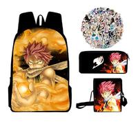 Jilijia FAIRY TAIL Zaino Anime Natsu Dragneel Zaino Lucy Heartfilia Zaino Scuola Gurei Soruju Cartone Animato Borsa Sport Borsa Pranzo Set 3 Pezzi, Tipo 12., 40x30x13cm