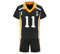 Jilijia Haikyuu - Maglietta Karasuno High Volley Jersey Hinata Shoyo/Tobio Kageyama, maglietta a maniche corte + pantaloncini anime Game Suitset, Karasuno High No.11, M