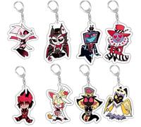Jilijia Hazbin Hotel Acrilico KeyChain 8pcs Anime Periferiche Portachiavi Figura Del Fumetto Portachiavi Doppio Lato Trasparente Portachiavi Borsa Decorazione Pendente