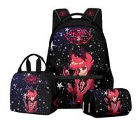 Jilijia Hazbin Hotel Zaino Anime Game Pencil Box Borsa a tracolla Alastor/Angel Dust/Charlie Morningstar 3D Stampato Zainetto Scuola Borsa Laptop Borsa da Viaggio Set 3 Pezzi, Tipo 8., 43x30x16cm