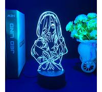 Jilijia Lampada LED con illusione 3D The Quintessential Quintuplets Anime Nakano Miku NightLight, lampada da tavolo USB a 16 colori per camera da letto, decorazione regalo di compleanno