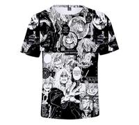 Jilijia Maglietta a maniche corte con motivo anime MHA Midoriya Izuku/Bakugou Katsuk/Dabi, a maniche corte, Shigaraki Tomura, M