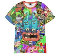Jilijia Maglietta a maniche corte con stampa di mostri di manga 3D My Singing Monsters per bambini, unisex, estiva, a maniche corte, idea regalo