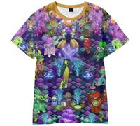 Jilijia Maglietta a maniche corte con stampa di mostri di manga 3D My Singing Monsters per bambini, unisex, estiva, a maniche corte, idea regalo