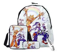 Jilijia Set di 3 zaini a tema anime, con stampa di cartoni animati, zaino, astuccio e borsa a tracolla, alla moda e pratico, ideale per il rientro a scuola, casual da appendere fuori e come regalo per