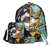 Jilijia Set di 3 zaini a tema anime, con stampa di cartoni animati, zaino, astuccio e borsa a tracolla, alla moda e pratico, ideale per il rientro a scuola, casual da appendere fuori e come regalo per