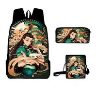 Jilijia Set di 3 zaini anime con borsa a tracolla singola e astuccio, Killua Zaoldyeck/Gon ·Freecss 3D stampati cartoni animati borse per la scuola ad alta capacità per ragazzi e ragazze, Tipo 3,