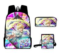 Jilijia Set di 3 zaini anime con borsa a tracolla singola e astuccio, Killua Zaoldyeck/Gon ·Freecss 3D stampati cartoni animati borse per la scuola ad alta capacità per ragazzi e ragazze, Tipo 4,