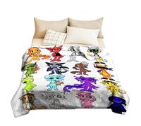 Jilijia Sprunki - Coperta in flanella morbida e calda, motivo cartone animato, per sedia, letto, divano, divano