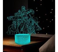 Jilijia The Seven Deadly Sins, luce notturna 3D a 7 colori che cambia gradualmente con tocco e interruttore a distanza, lampada da tavolo a LED USB, per Natale, Ringraziamento, regali di compleanno
