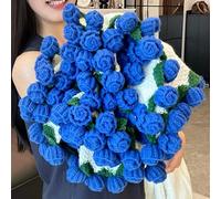 JILIP Coperta di Fiori all'Uncinetto Completata, Coperta Fatta A Mano all'Uncinetto con Bouquet di Rose, Morbida E Leggera, Romantica, per La Festa della Mamma E San Valentino(Blue,160cm/62.9in)