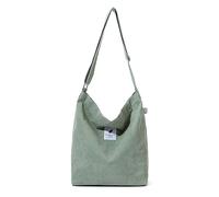 Jiliyote Cord, borsa a tracolla da donna con cerniera, grande borsa a tracolla in corda, per ragazze, scuola, università, shopping ufficio, verde chiaro, 40 cm x 35 cm x 11 cm, Coreano