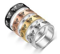 JILIYUPA 4 anelli ansiosi per donne e ragazze, anelli a fascia in acciaio inox con farfalla per ansia, anelli per donne e ragazze, anelli fidget per donne, taglia 6-11