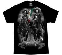 JILSAHDFR Pancho Villa Emiliano Zapata Mexico Chicano Art David Gonzales DGA Graphic T Shirt, Black Black L